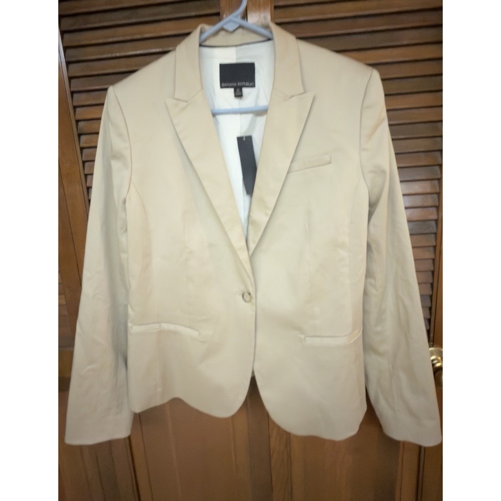 Banana Republic Womens Blazer Size 12 NWT Ivory Cream One Button Career Jacket